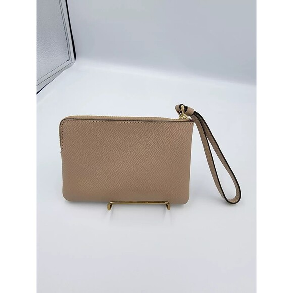 NWT Coach Corner Zip Wristlet Crossgrain Leather 58032 Wallet Bag  Taupe - Picture 4 of 7
